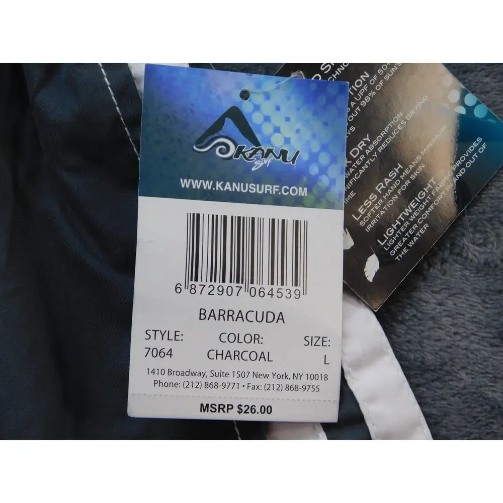 Kanu Board Shorts Swimsuit Men's L Charcoal 7064 Swim Surf NWT